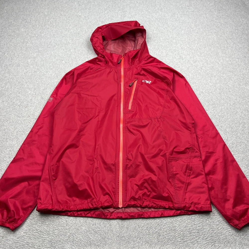 Outdoor Research Helium II Jacket Womens XL Red Hooded Waterproof Rain Pertex
